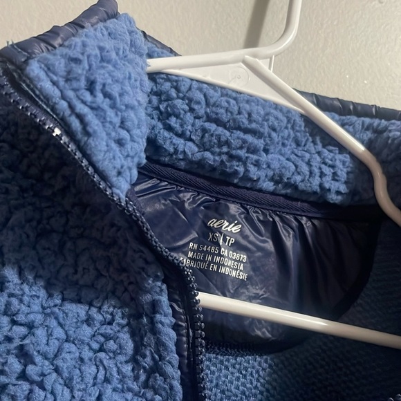 Aerie Womens Oversized Sherpa Pullover Jacket Small Blue - Picture 10 of 11